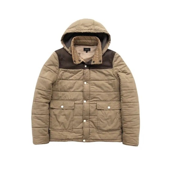 A.P.C Removable‎ Hoodie Puffer Jacket Coat Sheepskin Leather Part Size XS - Picture 1 of 12